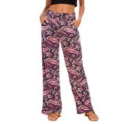 Urban Coco Women's Boho Palazzo Pants Wide Leg Beach Pants High Waisted Lounge Pants with Pockets, #6, M