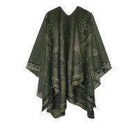 Urban CoCo Women's Color Block Shawl Wrap Open Front Poncho Cape, Series 29-dark Green, One size