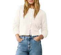 Urban CoCo Women's Crew Neck Cropped Cardigan Sweaters Long Sleeve Open Front Button Down Shrug Sweater Jackets, White, Medium