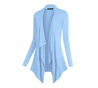 Urban CoCo Women's Drape Front Open Cardigan Long Sleeve Irregular Hem, Light Blue, M