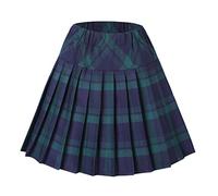 Urban CoCo Women's Elastic Waist Plaid Pleated Skirt Tartan Skater School Uniform Mini Skirts, Series 1 Green, XX-Large