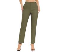 Urban CoCo Women's Elastic Waisted Work Pants Business Casual Office Pants Trousers with Pockets, Army Green, Large