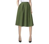 Urban CoCo Women's Knee Length A Line Midi Skirt Casual Work Elastic High Waisted Skirts with Pockets, Army Green, S