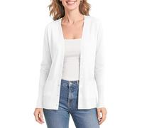 Urban CoCo Women's Lightweight Button Front Cardigan Sweaters V-Neck Classic Knit Sweater with Pockets, White, L