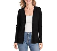 Urban CoCo Women's Lightweight Button Front Cardigan Sweaters V-Neck Classic Knit Sweater with Pockets, Black, XXL