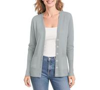 Urban CoCo Women's Lightweight Button Front Cardigan Sweaters V-Neck Classic Knit Sweater with Pockets, Light Gray, XXL