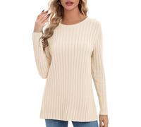 Urban CoCo Women's Lightweight Crewneck Pullover Sweaters Long Sleeve 2024 Fall Knitted Sweater Tops, Apricot, M