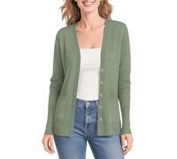 Urban CoCo Women's Lightweight Long Sleeve Knitwear Dressy Cardigan with Pockets Button Down Sweater Blazers, Washed Oliver, XL
