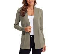 Urban CoCo Women's Lightweight Open Front Knit Cardigan Sweater Long Sleeve with Pocket, Deep Camel, L