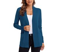 Urban CoCo Women's Lightweight Open Front Knit Cardigan Sweater Long Sleeve with Pocket, Indigo Blue, S