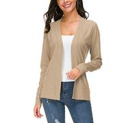 Urban CoCo Women's Long Sleeve Open Front Knit Cardigan Sweater, Apricot, XL