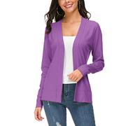 Urban CoCo Women's Long Sleeve Open Front Knit Cardigan Sweater, Light Purple, M