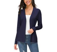 Urban CoCo Women's Long Sleeve Open Front Knit Cardigan Sweater, Navy Blue, XXL