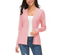 Urban CoCo Women's Long Sleeve Open Front Knit Cardigan Sweater - pink - Large