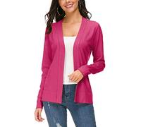 Urban CoCo Women's Long Sleeve Open Front Knit Cardigan Sweater - Red - Small