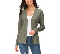 Urban CoCo Women's Long Sleeve Open Front Knit Cardigan Sweater, Washed Oliver, Medium
