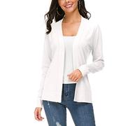 Urban CoCo Women's Long Sleeve Open Front Knit Cardigan Sweater - White - Medium