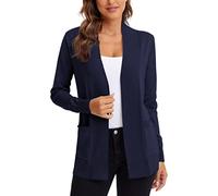 Urban CoCo Women's Open Front Knit Cardigan Casual Long Sleeve Pocket Sweater, Navy Blue, Medium