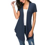 Urban CoCo Womens Open Front Short Sleeve Cardigans for Women Lightweight Summer Drape Cardigan Vest, Navy Blue, XXL