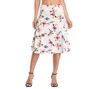 Urban Coco Women's Ruched High Waist Knee Length Jersey A-Line Stretchy Flared Casual Skirt, # 3, XL
