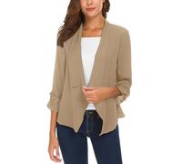 Urban CoCo Women's Ruched Sleeve Lightweight Thin Chiffon Blazer, Camel, XXL