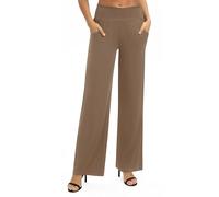Urban CoCo Women's Solid Wide Leg Palazzo Lounge Pants Casual Straight Leg High Waist Stretch Pants, Camel, XL