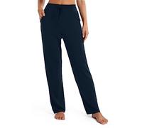 Urban CoCo Women's Straight Leg Long Pants Elastic High Waist Drawstring Casual Trousers with Pockets, Navy Blue, M