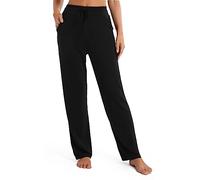 Urban CoCo Women's Straight Leg Long Pants Elastic High Waist Drawstring Casual Trousers with Pockets, Black, S