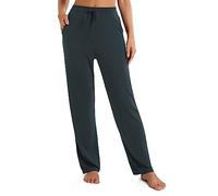 Urban CoCo Women's Straight Leg Long Pants Elastic High Waist Drawstring Casual Trousers with Pockets, Slate, M