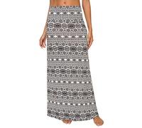 Urban Coco Women's Stylish Spandex Comfy Fold-Over Flare Long Maxi Skirt, #8, Large