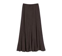 Urban Coco Women's Vintage Elastic Waist A-Line Long Midi Skirt - Brown -