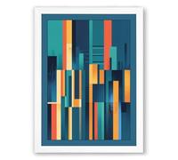 Urban Colour Rhythm Geometric Framed Wall Art Print A4 (29.7×21cm) White, Wall Decor for Living Room, Bedroom, Office & Home, Ready to Hang, Art Gift