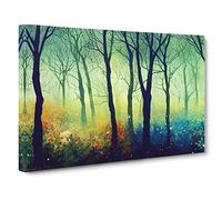 Urban Colourful Forest Canvas Print | Gallery Wrapped 30mm Frame Wall Art | 30x20 inches | Ready to Hang | Contemporary Landscape Picture | Living Room Bedroom Lounge Office