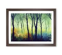 Urban Colourful Forest Framed Print | A2 Walnut Framed Wall Art | Ready to Hang | Modern Cityscape Picture | Living Room Bedroom Lounge Office