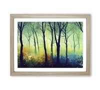 Urban Colourful Forest Framed Print | A4 Oak Framed Wall Art | Ready to Hang | Modern Cityscape Picture | Living Room Bedroom Lounge Office