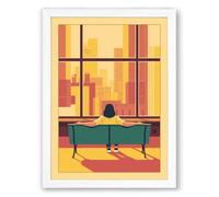 Urban Contemplation Modern Framed Wall Art Print A4 (29.7×21cm) White, Wall Decor for Living Room, Bedroom, Office & Home, Ready to Hang, Art Gift