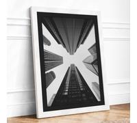 Urban Convergence Minimalist Framed Wall Art Print A4 (29.7×21cm) White,