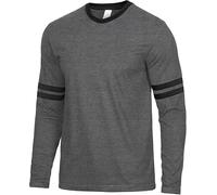 URBAN CREST Mens Long Sleeve Shirts - Casual Crew Neck Full Sleeves Ringer Tee Men, Charcoal - 2 Stripes Long Sleeve, XL