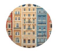 Urban Design Soft Living Room Circular Rugs 60cm - Colorful European Architecture Print Round Door Mat Non Slip for Farmhouse Under Table