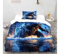 Urban Destroyer Monster Bedding Set 3D Digital Printing Animal Theme Wildlife Duvet Cover Set 2 Pieces Microfiber Quilt Cover Suitable for Family,couple,children with Pillow Single（135x200cm）