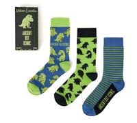 Urban Eccentric Funny Dinosaur Socks Gift Box | 3 Pairs of Novelty Socks | Ancient But Iconic | Unisex UK Size 6-11 | Cotton Rich | Dino Gift for Adults | Birthday, Father’s Day & Secret Santa Gift