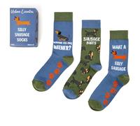 Urban Eccentric Silly Sausage Socks - 3-Pack Funny Dachshund Dog Socks | Unisex Size 6-11 | Gift Box Included
