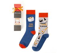 Urban Eccentric Sushi Addict Novelty Sushi Socks Gift Box | 2 Pairs | Funny Sushi Lover Gift | Unisex UK Size 6-11 | Cotton Rich Crew Socks | Foodie Gift | Birthday, Christmas & Secret Santa