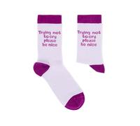 Urban Eccentric Trying Not to Cry Please Be Nice Novelty Socks | Funny Emotional Slogan Design | 1 Pair | Ladies UK Size 4-8 | Cotton Rich | Humorous Gift Idea | Birthday, Secret Santa & Everyday Wear
