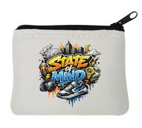 Urban Elements Representing State of Mind Neoprene Coin Purse Pouch 10x11cm White