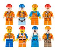 (Urban Engineer) 8pcs Urban people, engineers, police officers, firefighters, building block toys