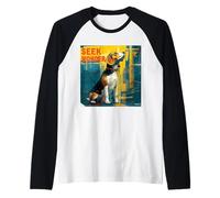 Urban Explorer Beagle avec des éléments de paysage Urbain Raglan Baseball Tee