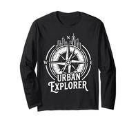 Urban Explorer s Compass Dial s City Skyline Walking Long Sleeve T-Shirt