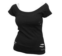 URBAN FASHION - 2in1 White Ripped Top Black Spiral Black XXL
