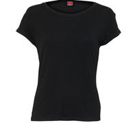Urban Fashion Boat Neck Capped Sleeved T-Shirt Spiral Direct Black S